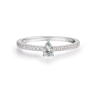 Elegant 925 Sterling Silver Ring Pear Cut Moissanite Water Drop Engagement Ring For Women Sparkling Half Eternity Jewelry