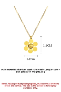 Detailed specs of titanium steel six-petal flower necklace with 1.6cm gold pendant