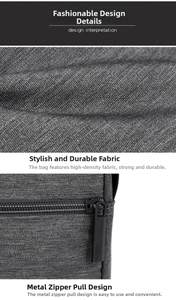Close-up of high-density grey oxford fabric texture and durable metal zipper on cross-body bag