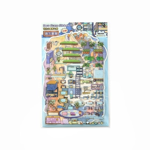 2.5D DIY scenery sticker sheet My Little House series showing cave dwelling room elements