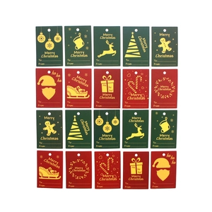 20-pack Christmas gift tags in red and green with gold Merry Christmas printing