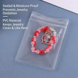 Transparent PVC ziplock jewelry bag with waterproof seal for beads and bracelets