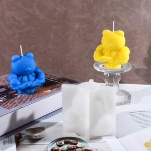 Macro detail of a 3D muscle bear silicone mold for DIY candle and plaster crafting