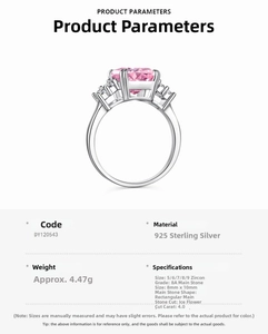 Spécifications détaillées de la bague en argent 925 avec zircon rose
