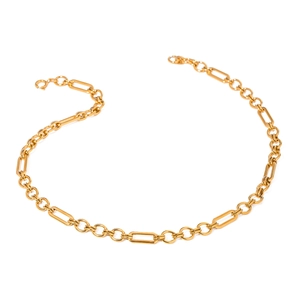Elegant gold stainless steel paperclip chain necklace with textured links and a secure clasp