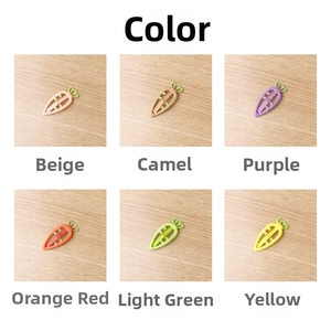 Selection of colorful carrot-shaped hair clips in six vibrant tones for kids and women