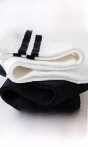 Detail of Australian cotton socks showing premium anti-pilling texture and striped design