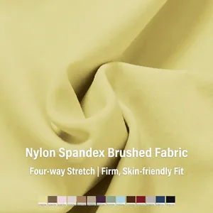 Ensemble de yoga brossé pour femme jaune pâle avec stretch 4 directions et 14 coloris