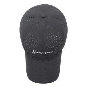 Quick-dry breathable baseball cap in dark grey with laser-cut holes and Narason embroidery