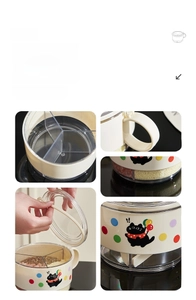 Detail view of seasoning box showing silicone seal, clear window and cat pattern