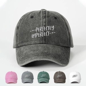 Casquette De Baseball Brodée Perfectly Imperfect Lavée Distressed Vintage Ajustable Chapeau Soleil Unisexe