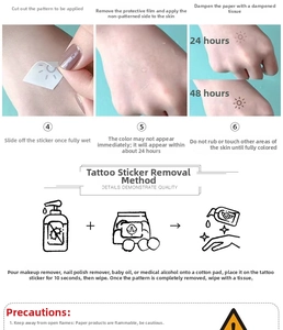 Guide d'application et de retrait pour les autocollants de tatouage temporaire soleil arc-en-ciel