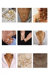 Detailed grid showing various styles of crystal-encrusted stainless steel tennis necklaces