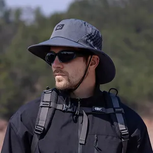 Outdoor Zonnehoed Vissershoed Brede Rand Ademend Mesh Polyester Sneldrogend Vissen Wandelen Klimmen Verstelbaar Windtouw