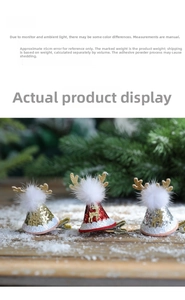 Detailed view of sequined reindeer antler hair clips in gold, red, and silver festive styles