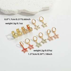 Minimalist star-shaped enamel drop earrings in multiple colors with size dimensions