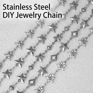 Handmade Stainless Steel DIY Jewelry Making Chain Star Heart Rhombus Decorative Links For Necklaces Bracelets