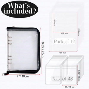 48-slot transparent PVC jewelry storage book set with 12 loose-leaf pages and zipper binder