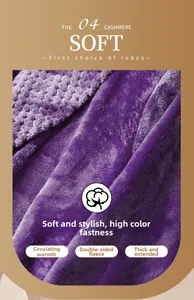 Detail of thick purple flannel fabric showing double-sided plush texture for warm winter robes