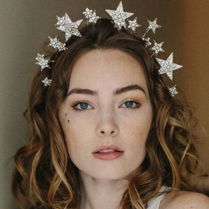Exaggerated star crown headband with rhinestones and pearls for party and festival