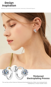 Detailed view of S925 silver moissanite earrings with six-prong setting and 1.00ct hallmark