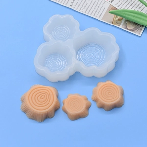 Three-cavity tree stump silicone mold for DIY cake baking and realistic wood texture craft