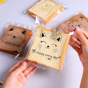 Cute cartoon transparent self-adhesive bread bags for toast and bakery packaging