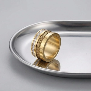 Roman Numeral Ring 304 Stainless Steel Zircon Multi Layer Braided Cable Wire Band Fashion Jewelry For Men And Women