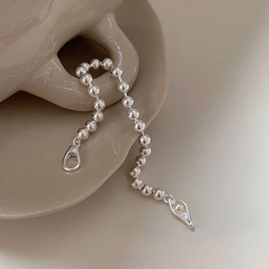 Elegant 925 sterling silver beaded bracelet with a white pearl and peapod pendant charm