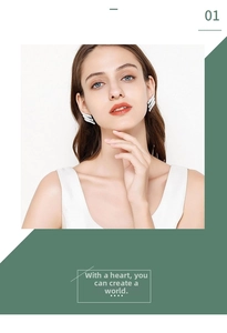 Close-up of model wearing silver layered wing earrings with wavy textured metal finish