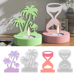 Silicone Mold For DIY Epoxy Resin Candle Holder Hourglass Coconut Tree Flamingo Desktop Ornament Making Accessory