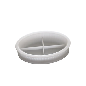 Oval striped candle cup silicone mold with 4-compartment tray design for DIY resin crafts