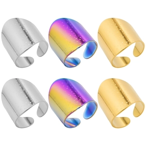 Hammerschlag Textur Breiter Band Offener Ring Verstellbar 304 Edelstahl Unisex Minimalistischer Industriestil Fingerschmuck