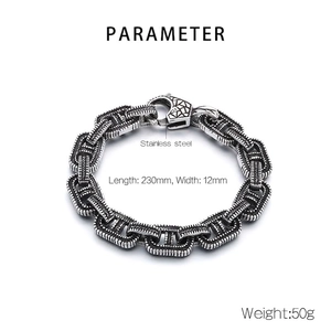 Bracciale da uomo punk in acciaio inossidabile con maglie a catena e finitura vintage