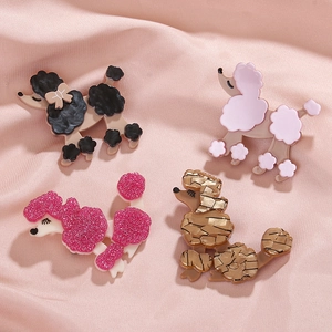 Cute Cartoon Poodle Dog Shape Brooch Pin Acrylic Acetate Resin Fashion Animal Jewelry For Women