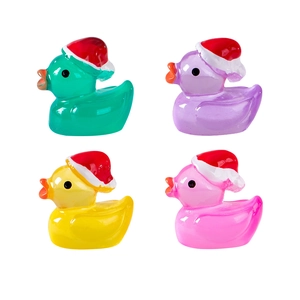 Luminous miniature Christmas ducks in colorful resin for micro landscape garden decor
