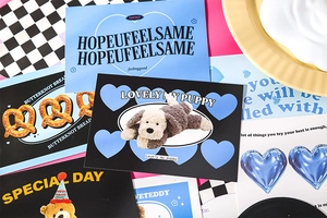 Artistic postcards with puppy and heart motifs for vintage wall decor and gift cards