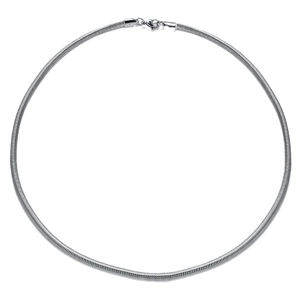 Sleek silver stainless steel flat snake bone chain necklace with lobster clasp closure