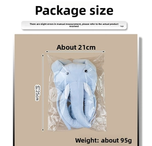 Blue elephant headband packaging dimensions 21x25cm with weight of 95g details
