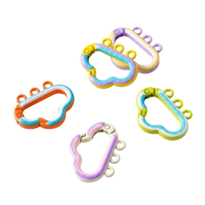 Colorful cloud-shaped spring rings with 3 holes for DIY keychains and accessories