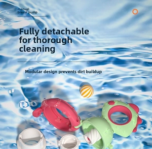 Detailed view of modular parts of a manual breast pump on water ripple background