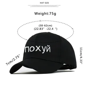 Size chart showing baseball cap dimensions with 58-62cm circumference and 7cm brim length