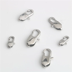 Polished stainless steel lobster clasps in various sizes for DIY necklace and bracelet jewelry