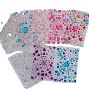 Set of 5 colorful 3D heart rhinestone stickers for DIY scrapbooking and face decoration