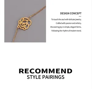 Detailed view of hollow rose pendant crafted in 18K gold plated titanium steel necklace