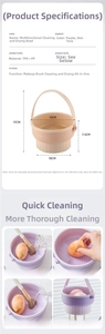 Detailed size chart of the multifunctional silicone makeup brush cleaning and drying bowl