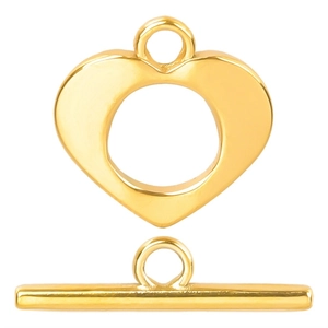 Polished 18k gold plated stainless steel heart OT toggle clasp for DIY jewelry