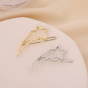 Elegant hollow star-shaped metal hair clips in gold and silver finish for women