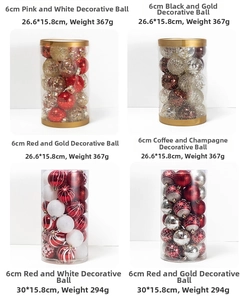 Detail view of 6cm hand-painted Christmas ball ornaments in various elegant color sets