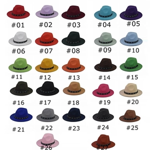 Thick wool felt fedora hats with metal chain in 27 assorted colors for all seasons